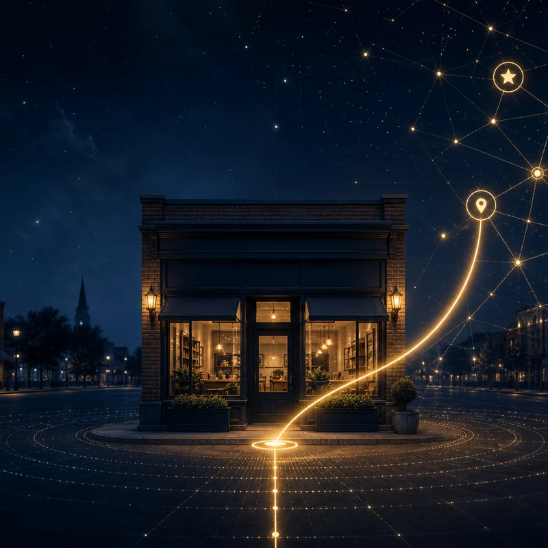 A local storefront connecting to an AI recommendation network