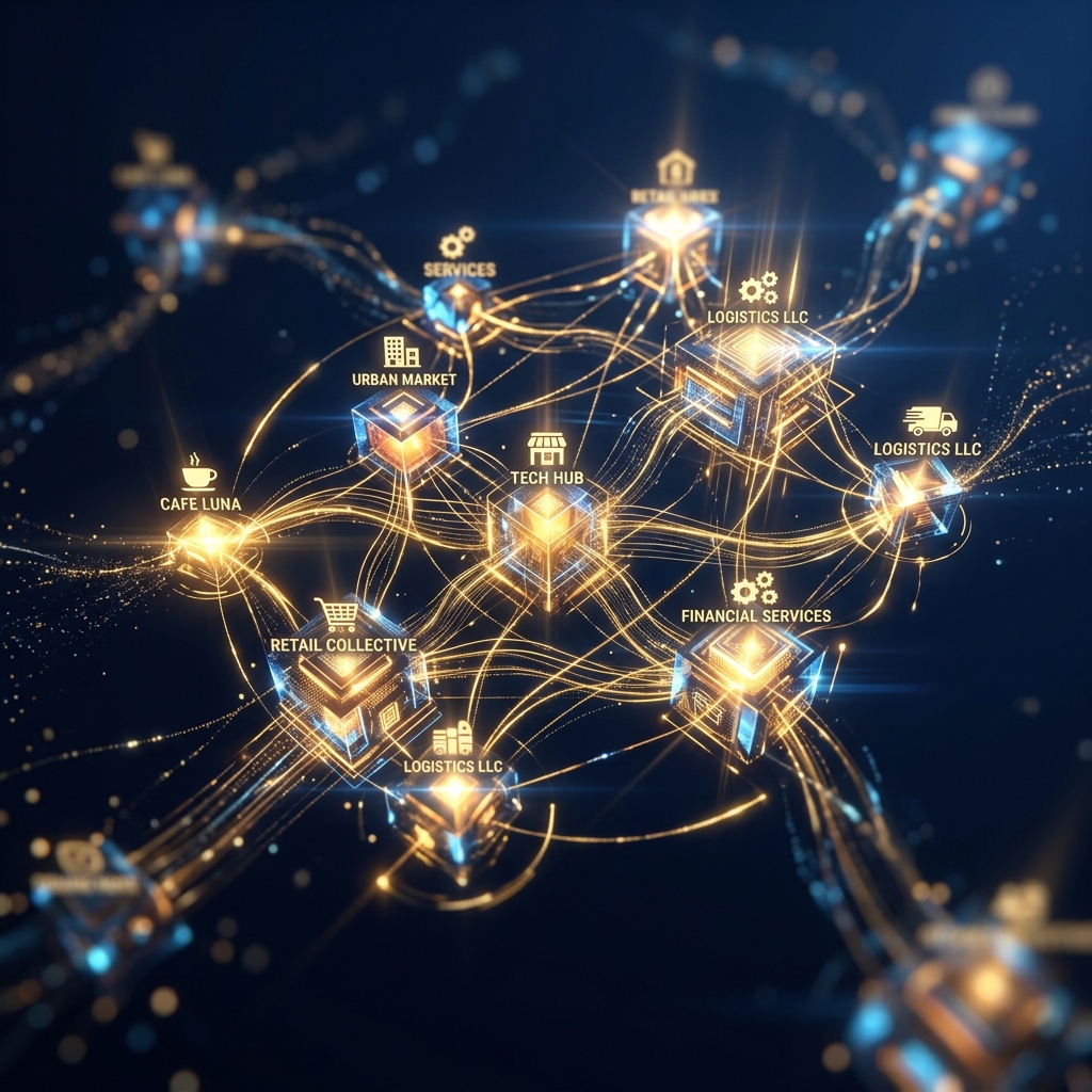 Abstract digital network indicating local business connections